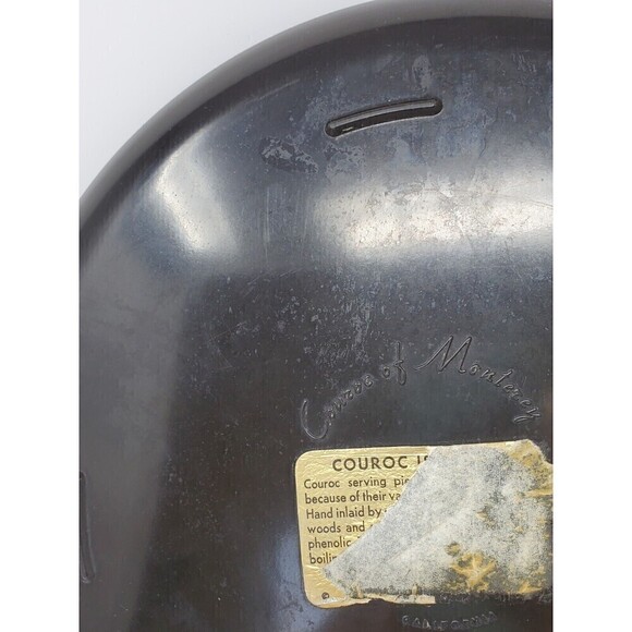 VINTAGE COUROC OF MONTEREY LOT BLACK OWL INLAY PLATE BOWL 1970s - Picture 12 of 12